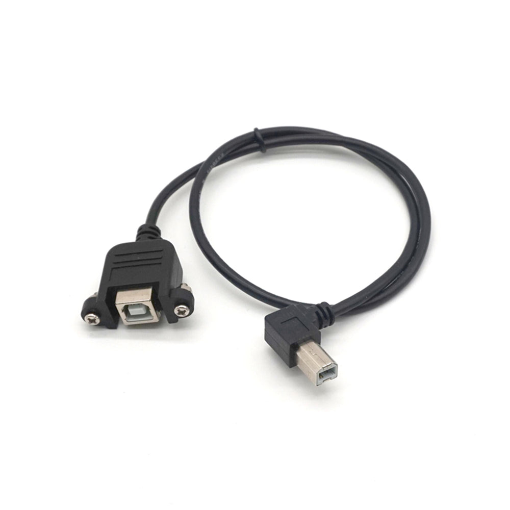 Plugadget 2PCS Right Angle USB 2.0 Type B Wire male to USB B female Printer Panel Mount Extension Sync Cable Cord 90-degree 0.5M(1.6 ft)