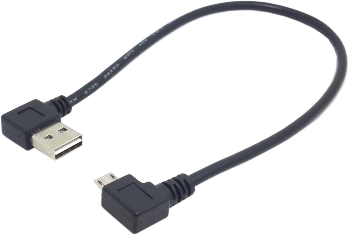 Plugadget Reversible Left Right Angled 90 Degree USB 2.0 Male to Right Angled Micro USB 5Pin Male Cable 25cm
