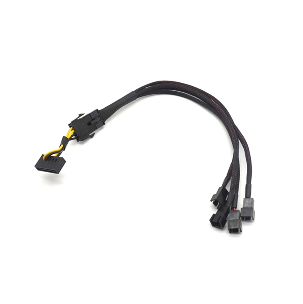 Plugadget 15 Pin SATA Cable Male to 4-Port Cooler Cooling Fan 3 Pin Socket 12V Power Supply Cable CORD 22AWG Wire for PC DIY