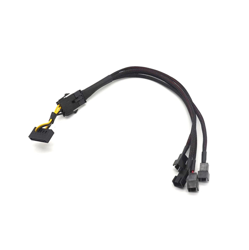 Plugadget 15 Pin SATA Cable Male to 4-Port Cooler Cooling Fan 3 Pin Socket 12V Power Supply Cable CORD 22AWG Wire for PC DIY