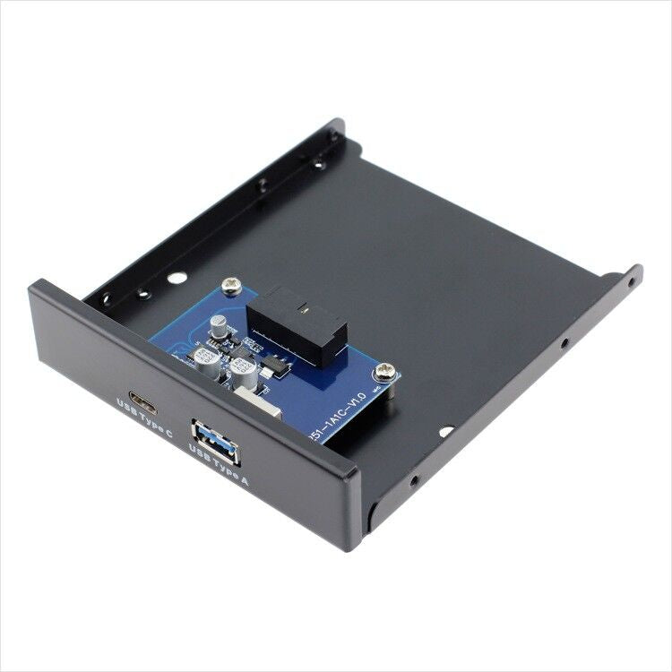 Plugadget USB 3.0 Type-A & USB 3.1 Type-C USB-C Dual Port to Motherboard 20 Pin Front Panel for 3.5" Floppy Bay