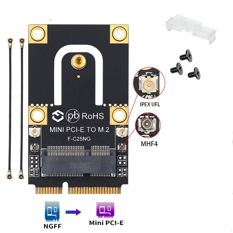 Plugadget M.2 NGFF To Mini PCI-E Wireless Adapter Converter With IPEX 4 Antenna
