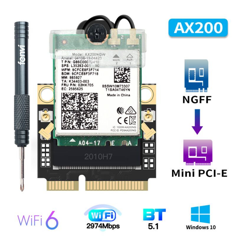 5GHz Intel WiFi 6 AX200 Mini PCIe wifi card 802.11AX 3000Mbps wifi  Bluetooth 5.1