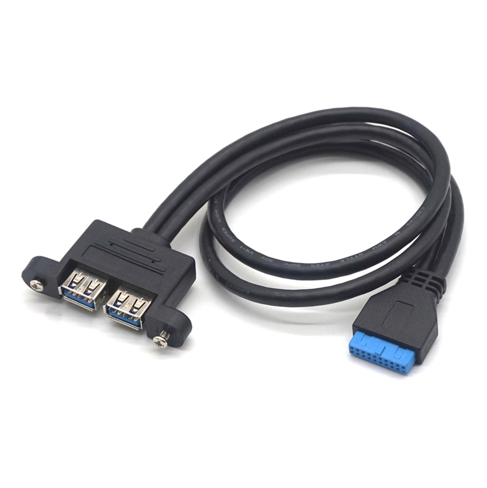 Plugadget 19Pin Female Header to Dual USB3.0 Female 20Pin USB 2 Port Splitter Cable with Screw PCIe Profile Bracket for DIY Motherboard Front Panel