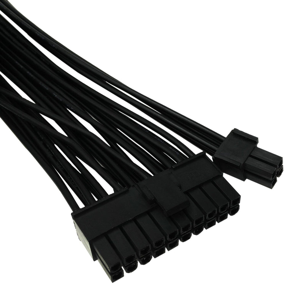 Plugadget ATX 30cm 24 Pin Dual PSU Power Supply Extension Cable Synchronous Cord For Computer Cable Connector For Mining 24Pin 20+4pin