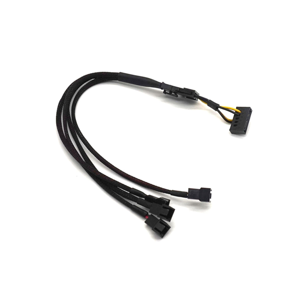 Plugadget 15 Pin SATA Cable Male to 4-Port Cooler Cooling Fan 3 Pin Socket 12V Power Supply Cable CORD 22AWG Wire for PC DIY