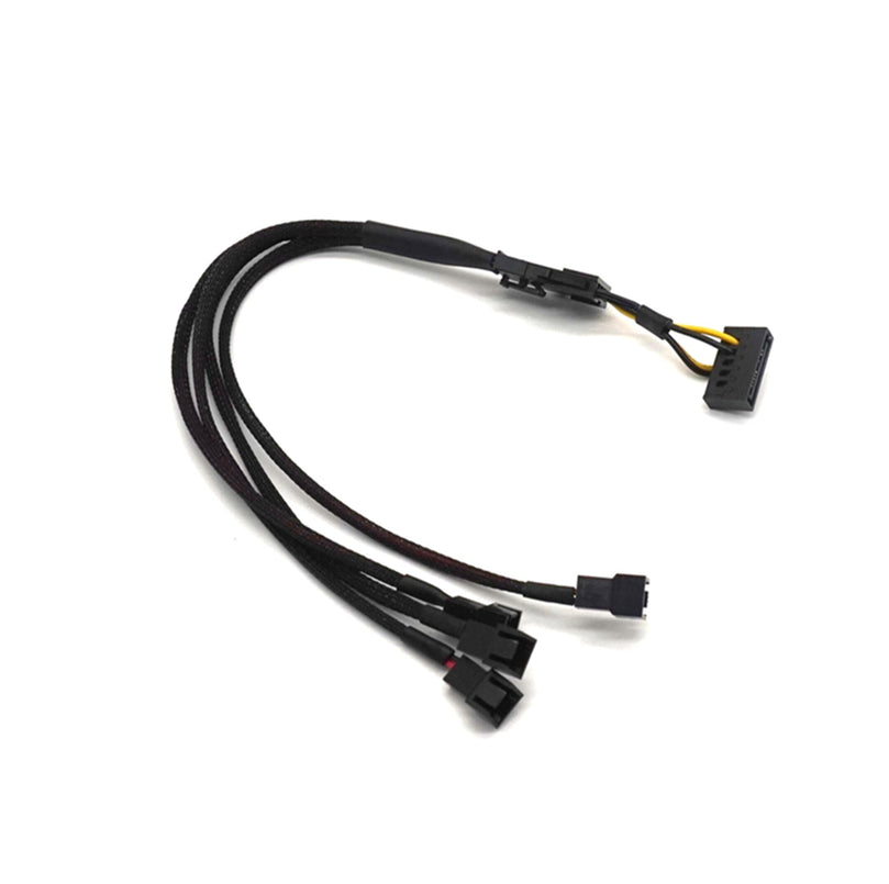 Plugadget 15 Pin SATA Cable Male to 4-Port Cooler Cooling Fan 3 Pin Socket 12V Power Supply Cable CORD 22AWG Wire for PC DIY