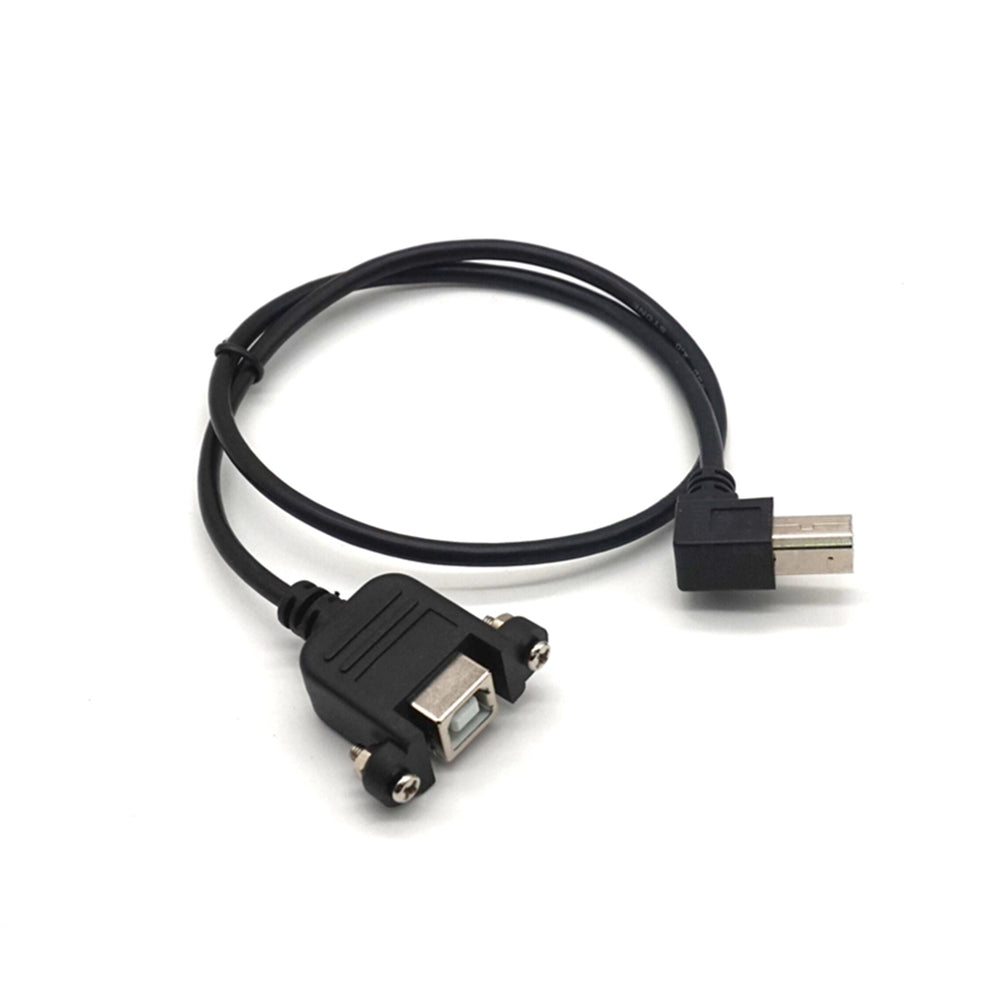 Plugadget 2PCS Right Angle USB 2.0 Type B Wire male to USB B female Printer Panel Mount Extension Sync Cable Cord 90-degree 0.5M(1.6 ft)