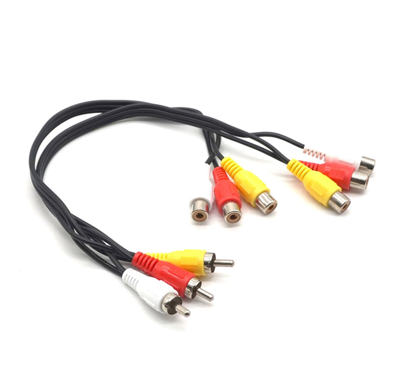2pcs Plugadget RCA Cable 3 RCA Male Jack to 6 RCA Female Plug Splitter Audio Video AV Adapter Cable