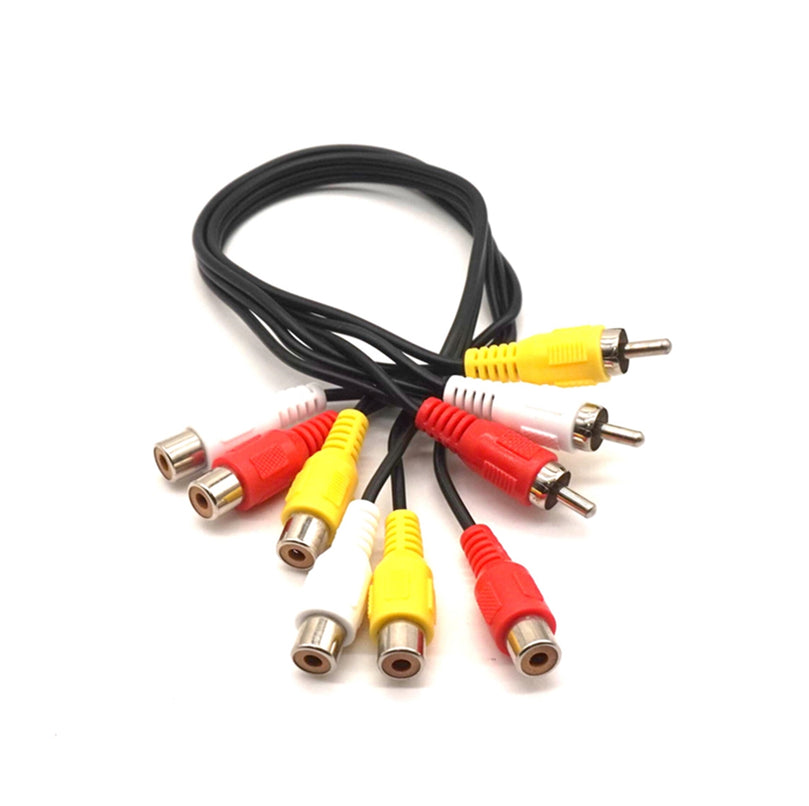 2pcs Plugadget RCA Cable 3 RCA Male Jack to 6 RCA Female Plug Splitter Audio Video AV Adapter Cable