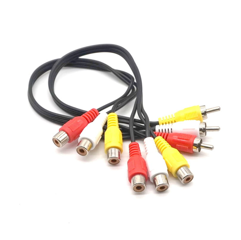 2pcs Plugadget RCA Cable 3 RCA Male Jack to 6 RCA Female Plug Splitter Audio Video AV Adapter Cable