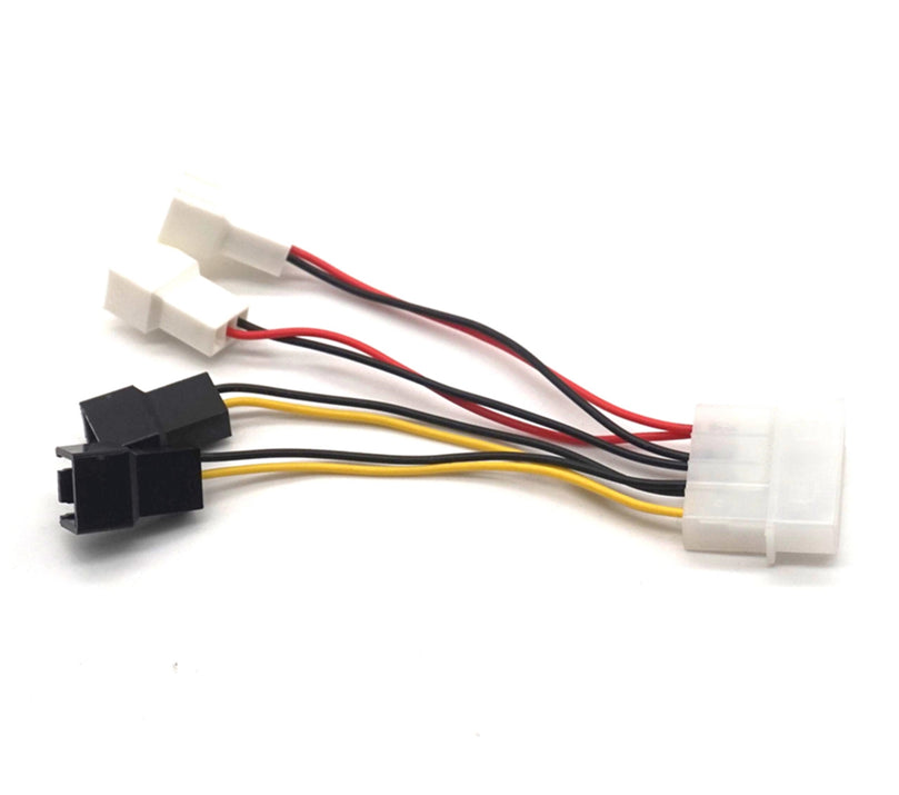 Plugadget 2pcs 4 Pin PC CPU Fan Power Cables 4pin Molex to 3Pin Power Supply Adapter Connector Fan Adapter Cable For Computer Cooling fan