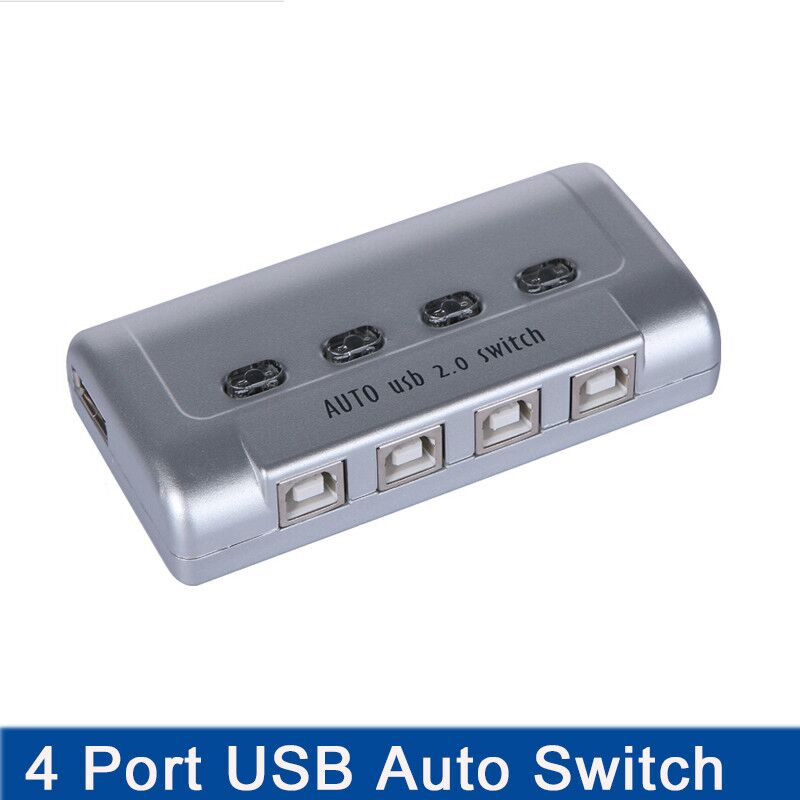 Plugadget 4 Port USB 2.0 Auto Selector Switch Printer Flash Driver Mouse Sharing Switcher Hotkey Software Control 4 in 1 out MT-SW-241-CH