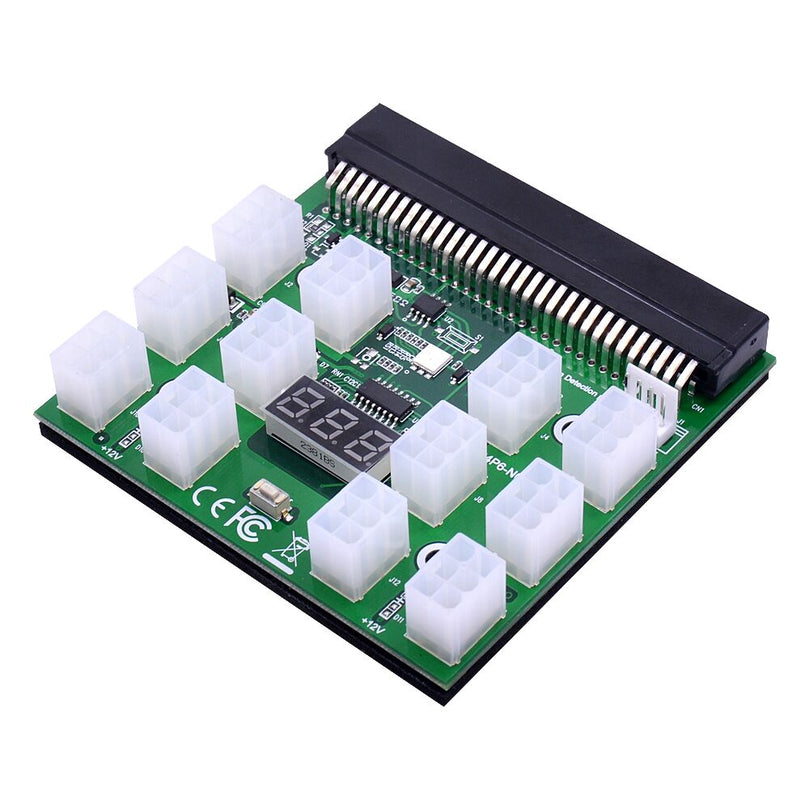 Plugadget Power Module Breakout Board Kits with 12pcs 6Pin to 6+2 8Pin Power Cable for HP 1200W 750W PSU GPU Mining Ethereum