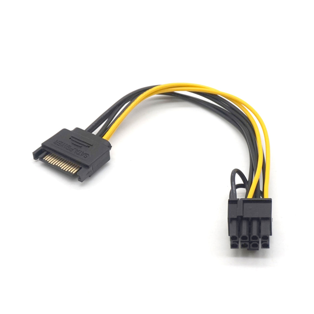 Plugadget 5PCS 15pin SATA male to 8pin(6+2) PCI-E Power Supply Cable 20cm SATA Cable 15-pin to 8 pin cable 18AWG Wire for video card