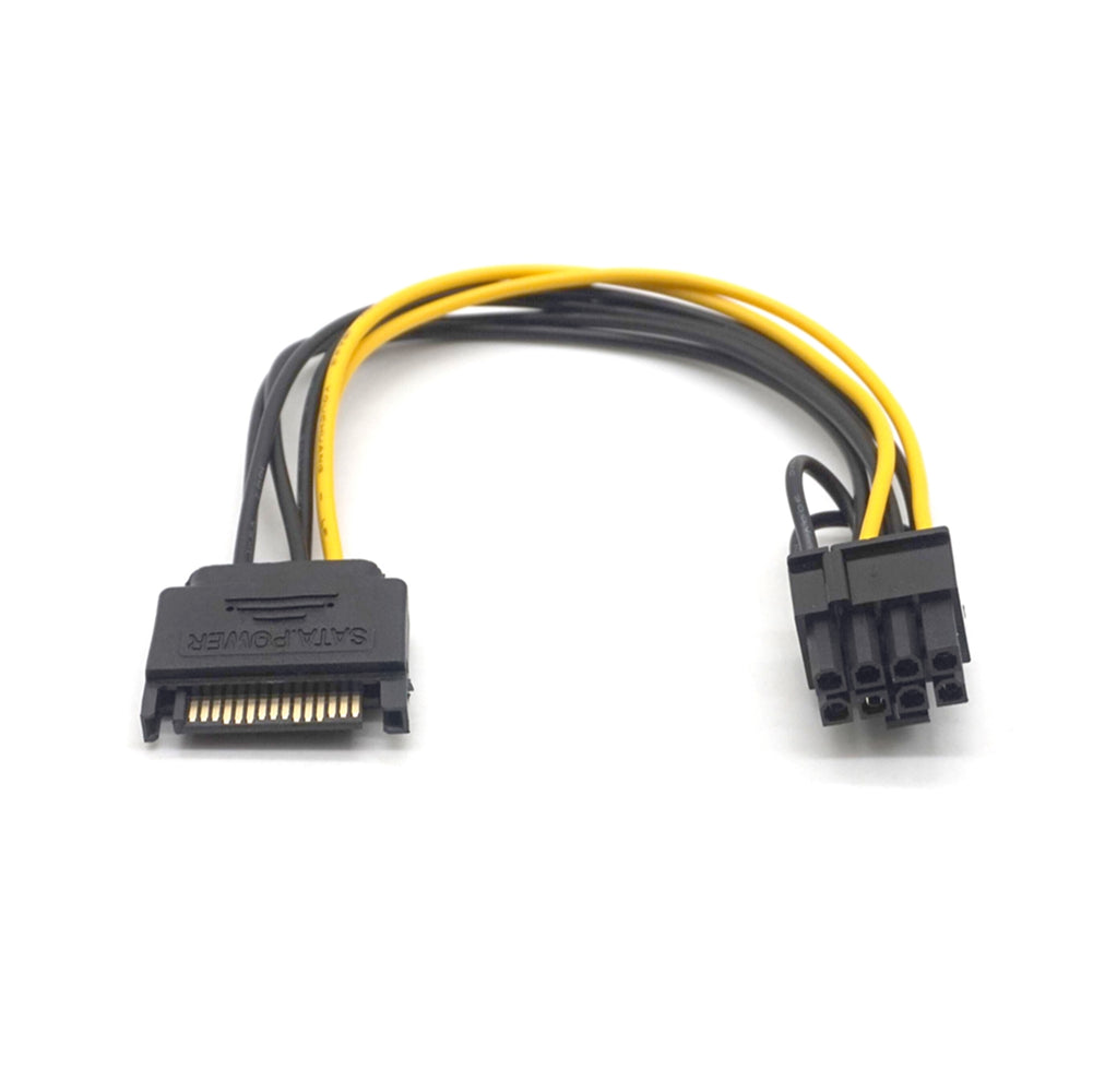 Plugadget 5PCS 15pin SATA male to 8pin(6+2) PCI-E Power Supply Cable 20cm SATA Cable 15-pin to 8 pin cable 18AWG Wire for video card