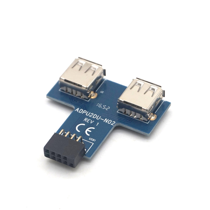 Plugadget Motherboard USB 2.0 9Pin Female to 2 Port A Female Adapter Converter PCB Board Card Extender Internal PC Case