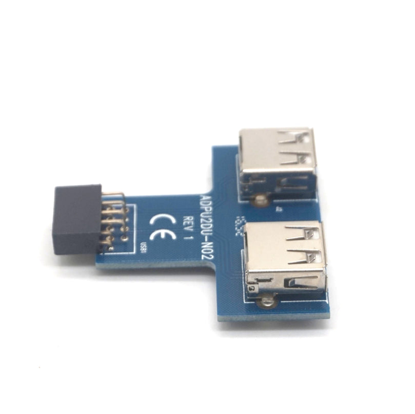 Plugadget Motherboard USB 2.0 9Pin Female to 2 Port A Female Adapter Converter PCB Board Card Extender Internal PC Case