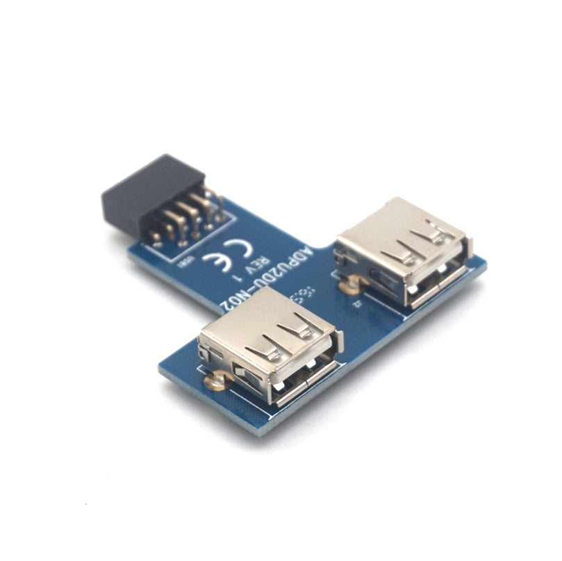 Plugadget Motherboard USB 2.0 9Pin Female to 2 Port A Female Adapter Converter PCB Board Card Extender Internal PC Case