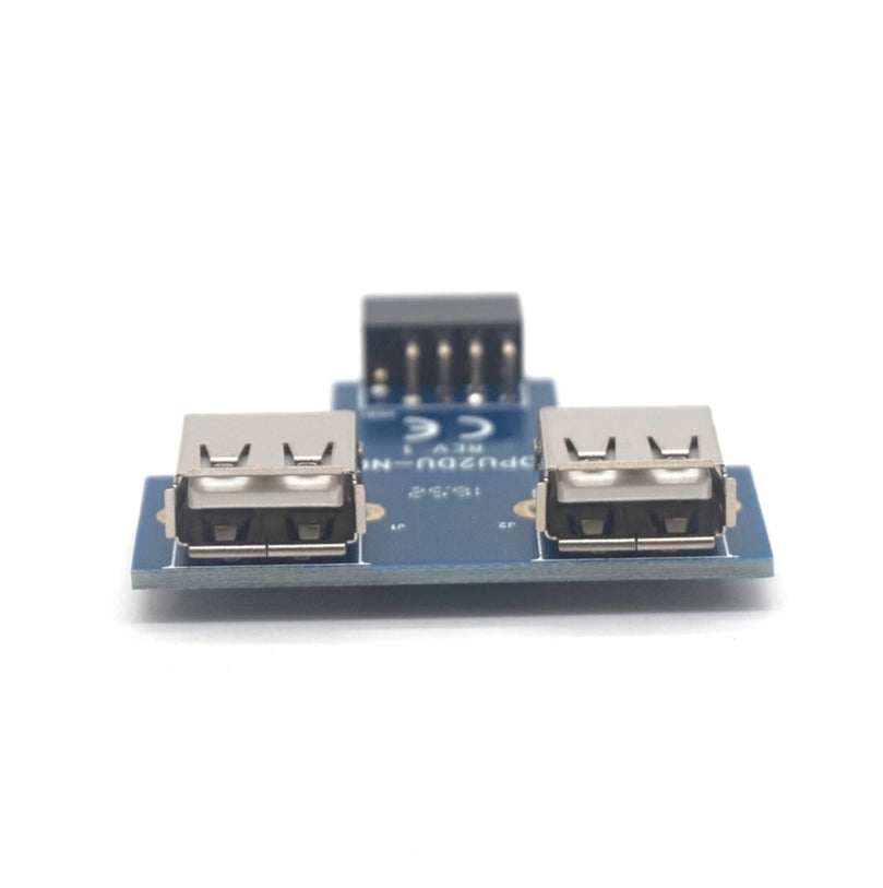 Plugadget Motherboard USB 2.0 9Pin Female to 2 Port A Female Adapter Converter PCB Board Card Extender Internal PC Case