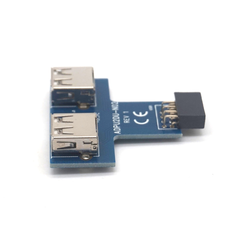 Plugadget Motherboard USB 2.0 9Pin Female to 2 Port A Female Adapter Converter PCB Board Card Extender Internal PC Case