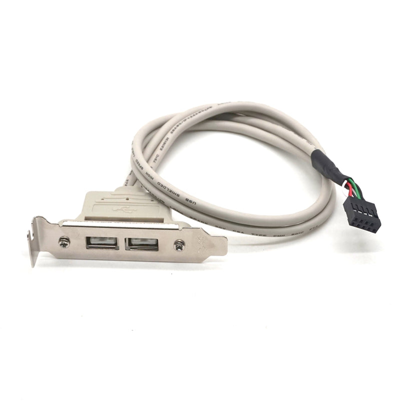 Plugadget Computer Motherboard 9 Pin Connector to USB2.0 2 port 2USB extension Power cable Half-height Baffle Data line with screw