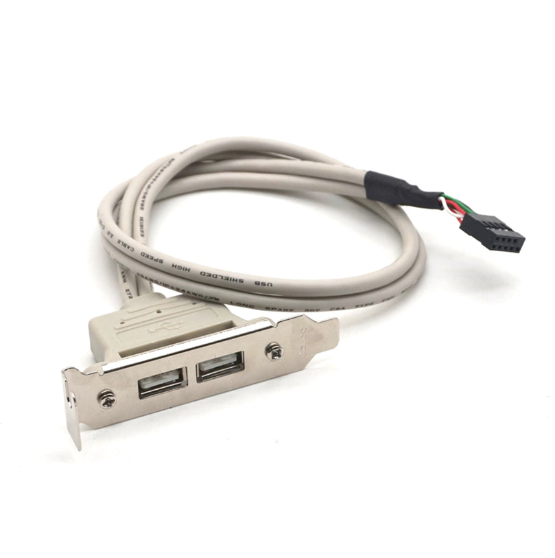Plugadget Computer Motherboard 9 Pin Connector to USB2.0 2 port 2USB extension Power cable Half-height Baffle Data line with screw