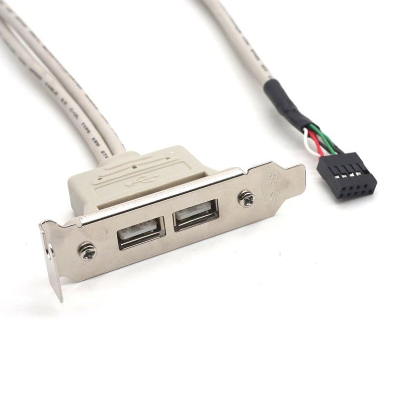 Plugadget Computer Motherboard 9 Pin Connector to USB2.0 2 port 2USB extension Power cable Half-height Baffle Data line with screw