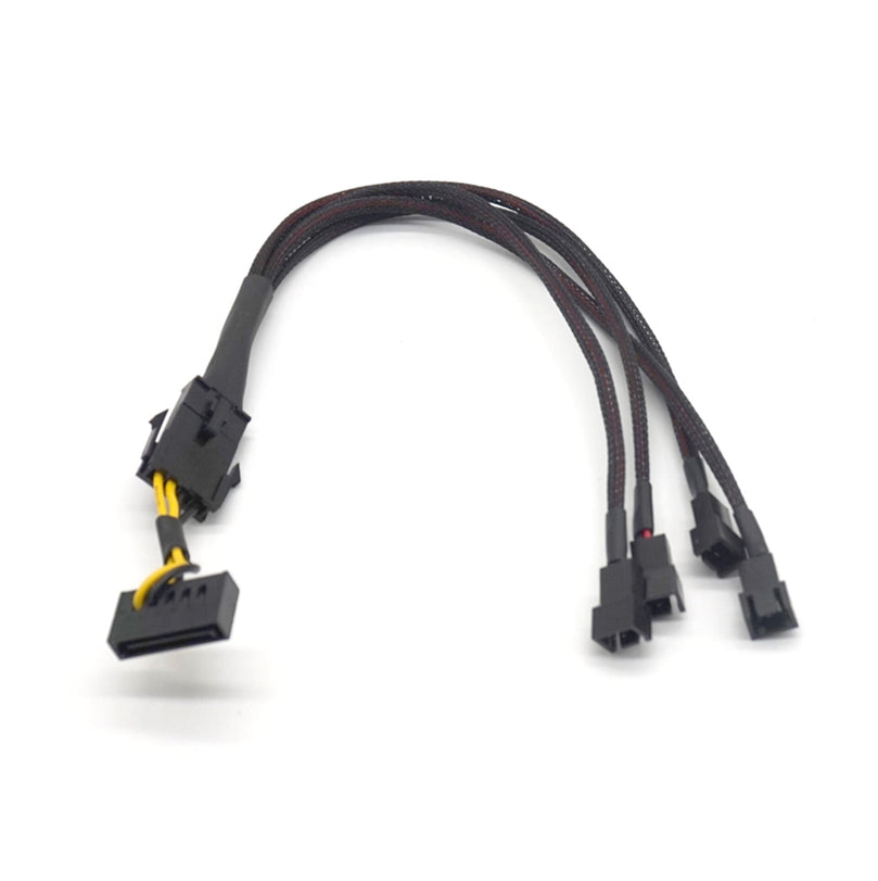 Plugadget 15 Pin SATA Cable Male to 4-Port Cooler Cooling Fan 3 Pin Socket 12V Power Supply Cable CORD 22AWG Wire for PC DIY
