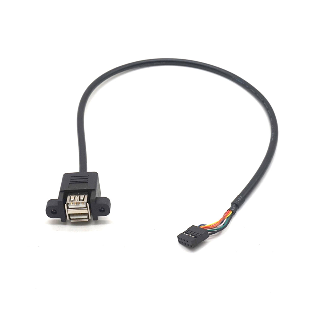 Plugadget 2PCS 50CM Chassis Motherboard DuPont 2.0 9Pin to USB2.0 Dual Port Bezel Extension Cable 9Pin 2.0mm to 2 port USB2.0