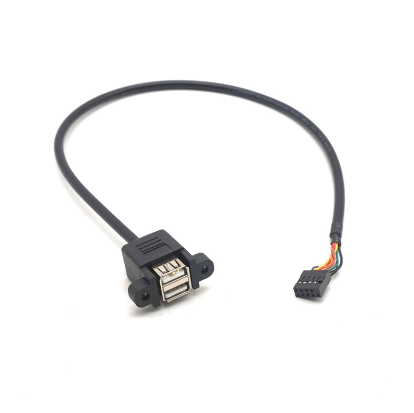 Plugadget 2PCS 50CM Chassis Motherboard DuPont 2.0 9Pin to USB2.0 Dual Port Bezel Extension Cable 9Pin 2.0mm to 2 port USB2.0