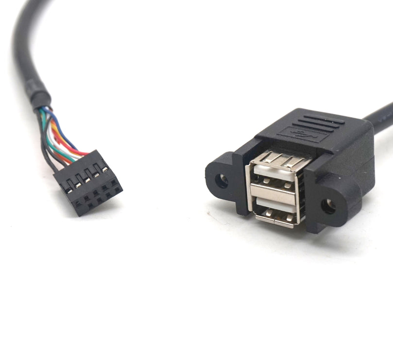 Plugadget 2PCS 50CM Chassis Motherboard DuPont 2.0 9Pin to USB2.0 Dual Port Bezel Extension Cable 9Pin 2.0mm to 2 port USB2.0