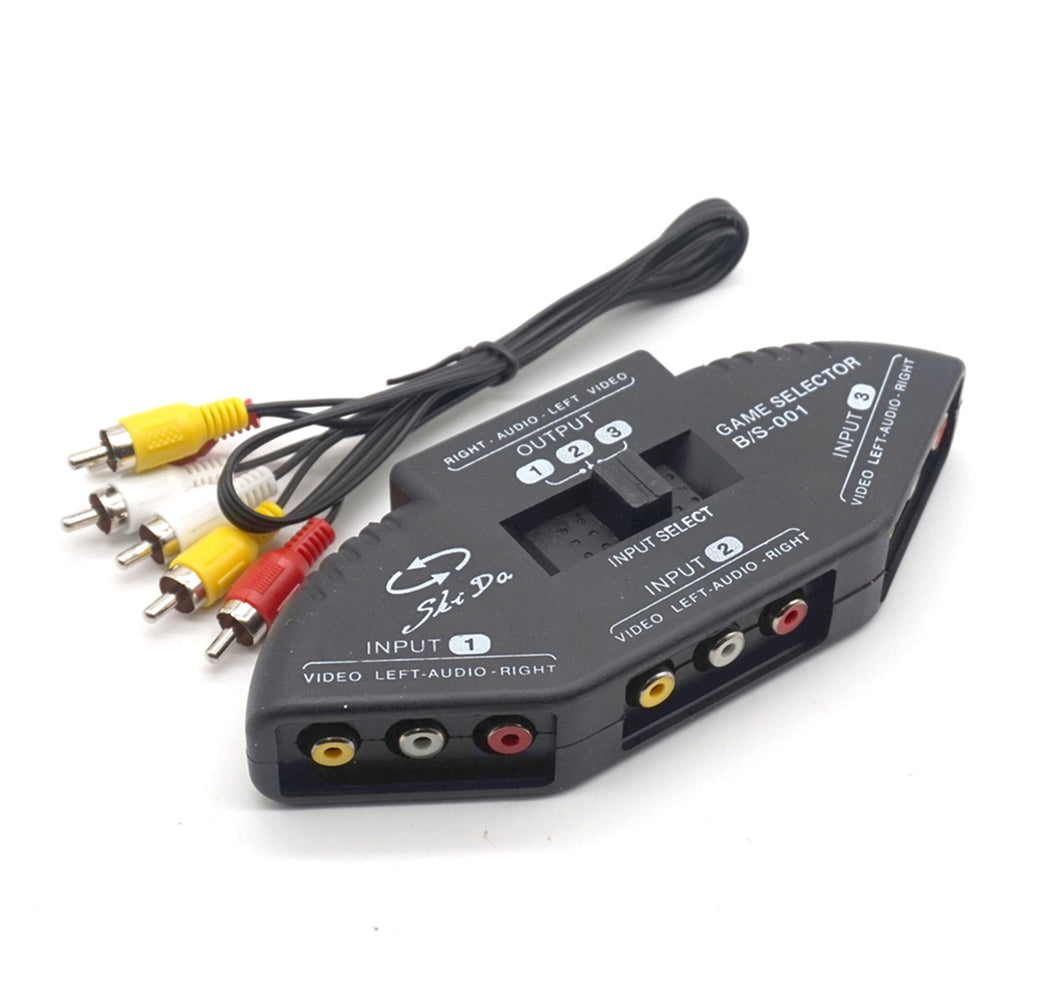 Plugadget 3 in 1 Out Audio Video Signal AV RCA Switch Switcher Selector Box Converter Splitter for DVD VCD VCR DV