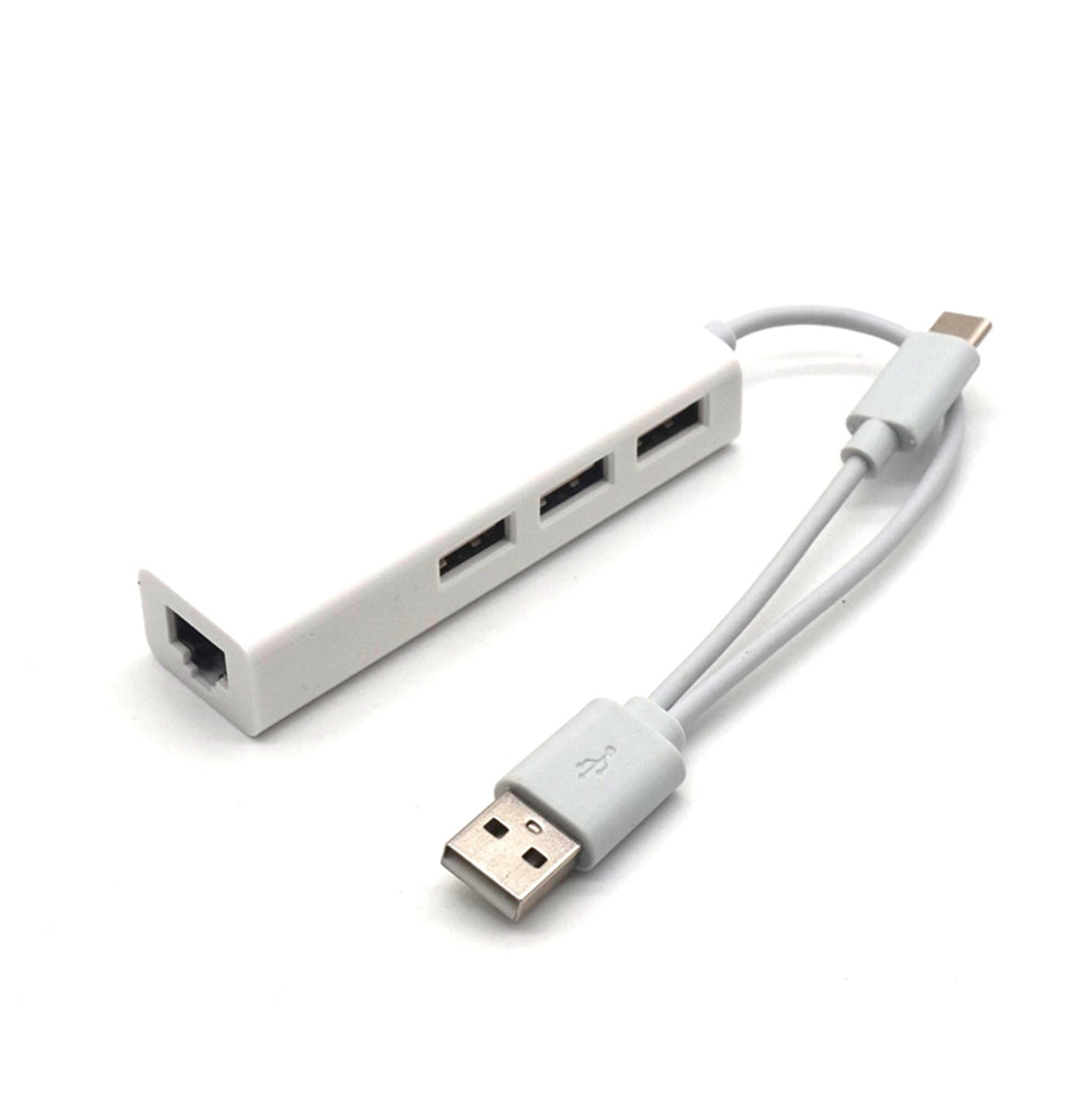 Plugadget USB 3.1 Type C to Gigabit Ethernet Network with USB 2.0 Hub 3-port Cable LAN RJ45 Adapter Combo for New Macbook