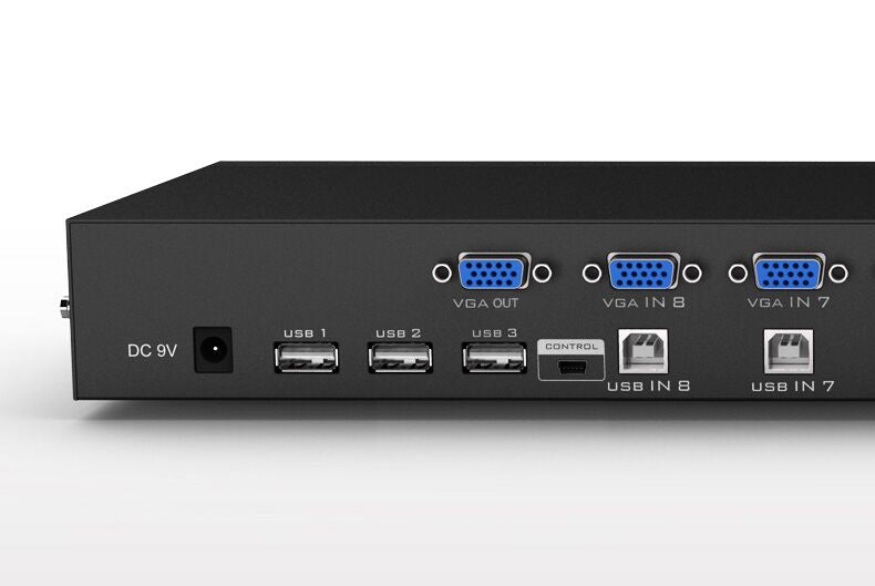 Plugadget 8 Port KVM Switch VGA USB Manual Keypress with Wired Remote Extension Switcher PC Selector for 8 PC 1 Monitor MT-801UK
