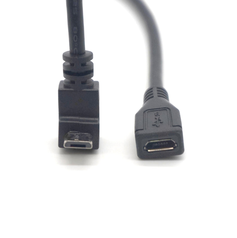 Plugadget Micro USB Male to Micro USB 5Pin Female plug Down Angled Extension Cable Adapter Converter