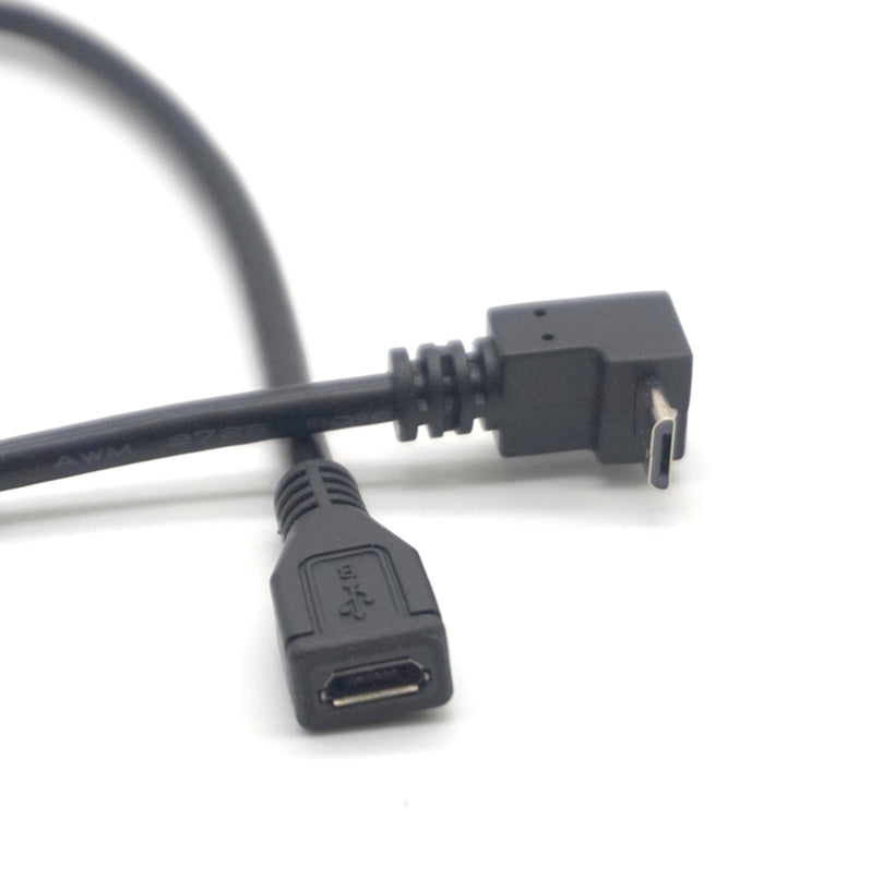 Plugadget Micro USB Male to Micro USB 5Pin Female plug Down Angled Extension Cable Adapter Converter