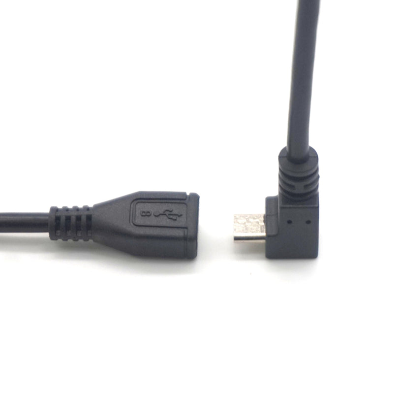 Plugadget Micro USB Male to Micro USB 5Pin Female plug Down Angled Extension Cable Adapter Converter