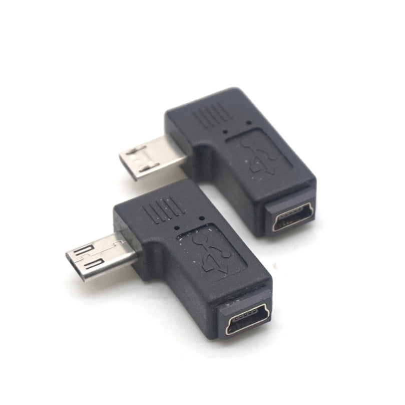 Plugadget 90 Degree left+right Angle Adapter Micro USB Type A B Male to Mini USB Female Adapter