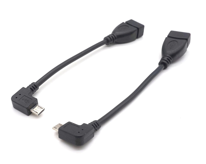 Plugadget Right Left Angle USB A Female to Micro USB Male Converter OTG Adapter Cable Black for Samsung LG Xiaomi Android Phone