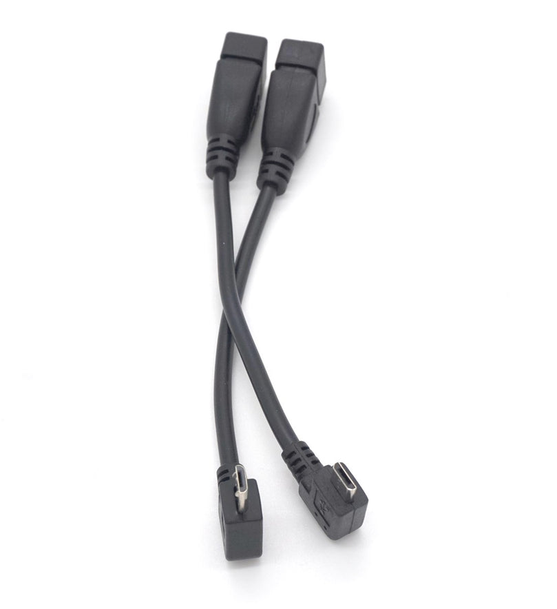 Plugadget Right Left Angle USB A Female to Micro USB Male Converter OTG Adapter Cable Black for Samsung LG Xiaomi Android Phone