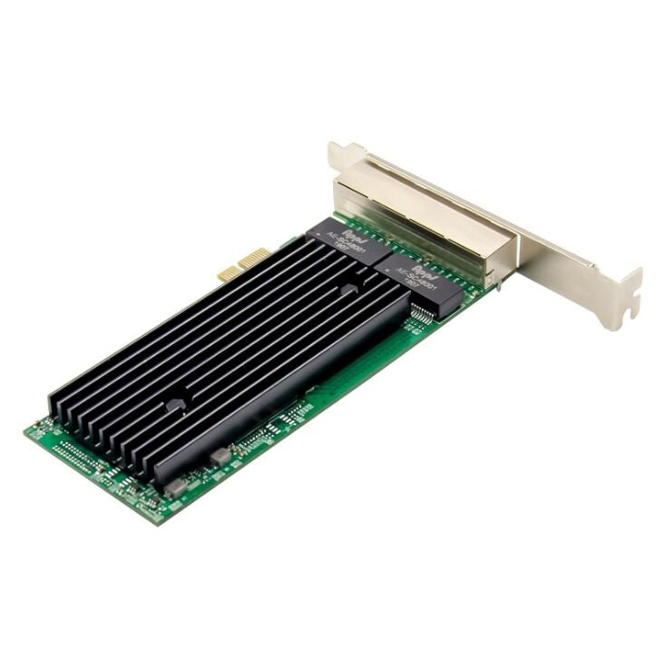 Plugadget PCI-E 10/100/1000M Lan 4-Port RJ45 Gigabit Ethernet PCI-Express X14 Server Adapter Network Card Intel I82576EB T4 Chipset