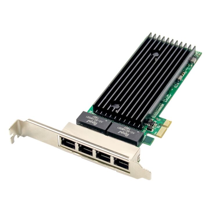 Plugadget PCI-E 10/100/1000M Lan 4-Port RJ45 Gigabit Ethernet PCI-Express X14 Server Adapter Network Card Intel I82576EB T4 Chipset