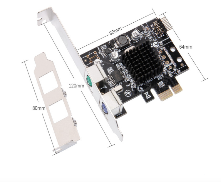Plugadget PCIE to 2xPS2 PS/2 Port For PC Keyboard Mouse Adapter Card
