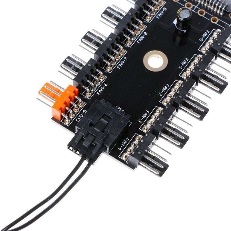 Plugadget PCB Adapter SATA 1 To 10 Way Splitter PWM Cooling Fan Hub 4-Pin 12V Power Socket PCB Adapter