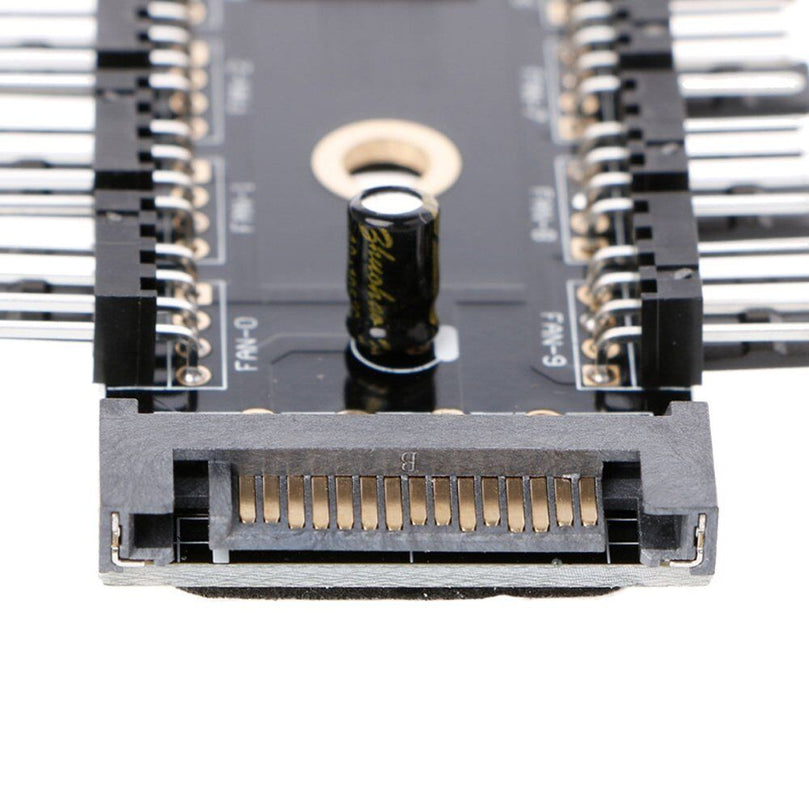 Plugadget PCB Adapter SATA 1 To 10 Way Splitter PWM Cooling Fan Hub 4-Pin 12V Power Socket PCB Adapter