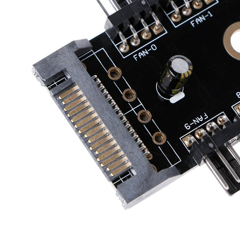 Plugadget PCB Adapter SATA 1 To 10 Way Splitter PWM Cooling Fan Hub 4-Pin 12V Power Socket PCB Adapter