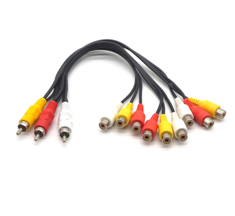 Plugadget Audio Video Connect Cables AV Lotus Head 3 Male To 9 Female Line DVD Set-top Box Connected To TV RCA Video Cable Split Line