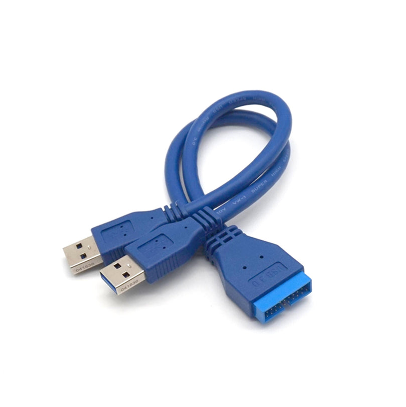 Plugadget Dual 2 Port USB3.0 USB 3.0 A Male to Motherboard Mainboard 20Pin Cable Adapter 19 Pin USB Extension cable