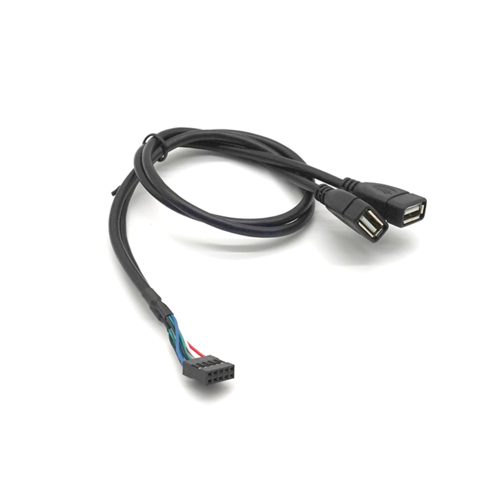 Plugadget 45CM 10 Pin Motherboard Female Header to 2 Port Dual USB 2.0 Male Adapter Dupont Y Splitter Cable (10Pin/2AM)